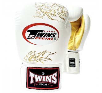 Боксерские перчатки Twins Special с рисунком (FBGV-6 white-gold)